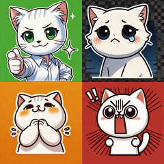 Adorable White Cat Stickers