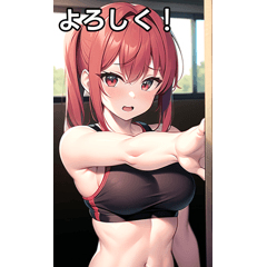 Red-haired girl training her body