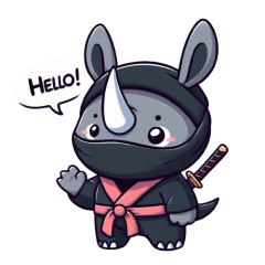 Cute ninja rhinoceros sticker 001