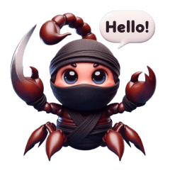 Cute ninja scorpion sticker 002