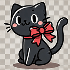 Black cat with a red ribbon