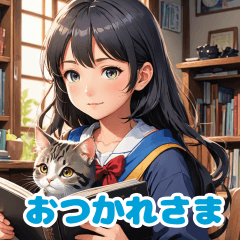 Very Cute Girl & Cat