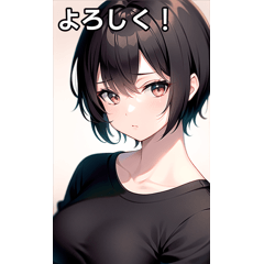 black-haired boyish girl