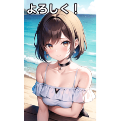 Girl with earrings playing in the sea