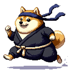 Pixel art Ninja fat shiba