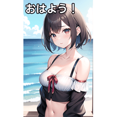 Swimsuit girl walking on the beach