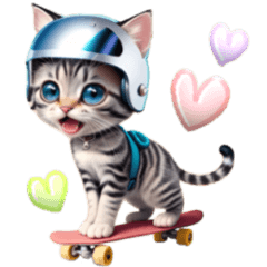 [Bergerak] Anime kucing ♡ Skateboard
