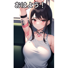 Train riding tattoo girl