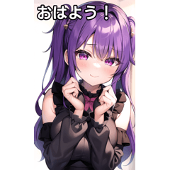 cute girl with purple hair sticker