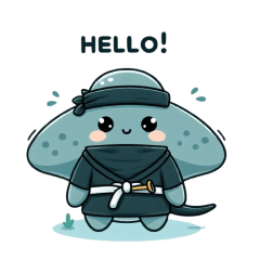 Cute ninja stingray sticker 001