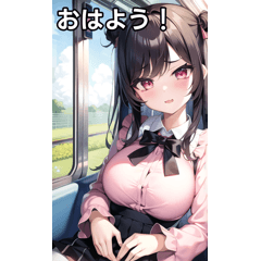 cute girl on the train sticker