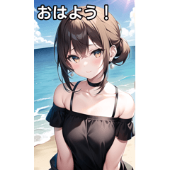 Earrings girl playing in the sea sticker