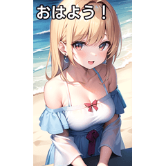 Girl with earrings playing on the beach