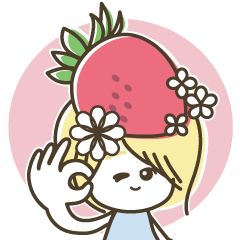 A girl sticker with a strawberry hat.