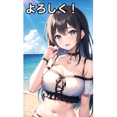 Swimsuit girls playing on the beach