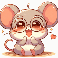 The Cute Mouse with Round Glasses