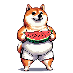 Pixel art enjoy summer fat shiba