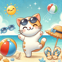 Cute Summer Cat enjoy