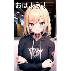 Summer train tattoo girl sticker