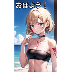 Summer sea and tattoo girls