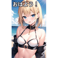 Summer sea and blonde girl