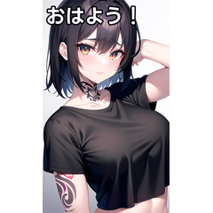 Tattooed girl wearing a T-shirt