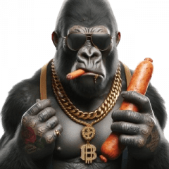 The gorilla feeds you sausages