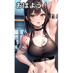 Tattooed girl training her body