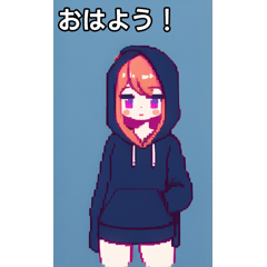 ドット絵のパーカー女子