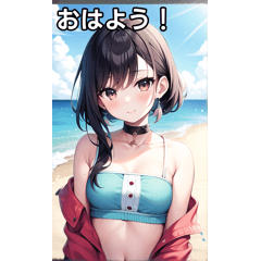 海でデートのピアス女子