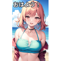 Earring girl on a date at the sea