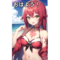 Tattooed girl having a date at the beach