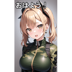 迷彩服を着るピアス女子