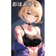 ショートヘアのタトゥー女子