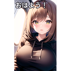 飛行機に乗るパーカー女子