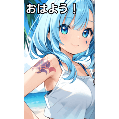 夏服タトゥー女子
