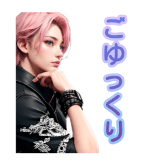 a boy with pink hair A