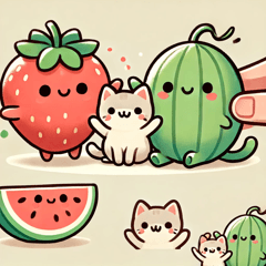 cats, watermelons, and melons.