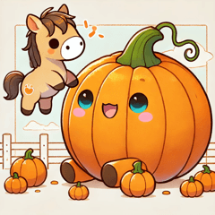 "Pumpkins and horses."