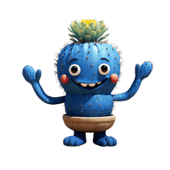 mysterious blue cactus sticker English