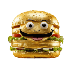 mysterious gold burger sticker English