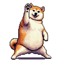 Pixel art Polite word fat shiba