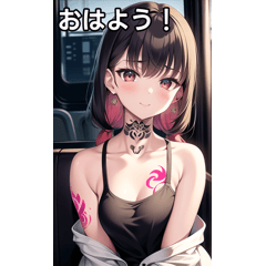 Tattooed girl riding the bus