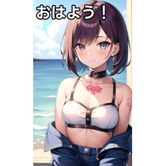 Beautiful sea and tattoo girl