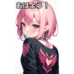 pink hair tattoo girl