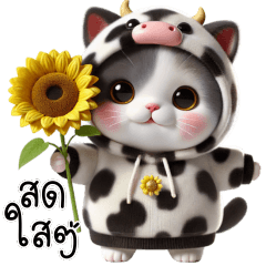 Two-colored cute little cat - cow outfit