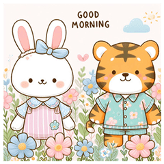 Greeting Rabbit & Tiger (Pastel)