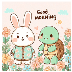 Greeting Rabbit & Turtle (Pastel)