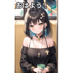 電車と十字架女子