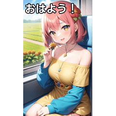 電車とお花女子